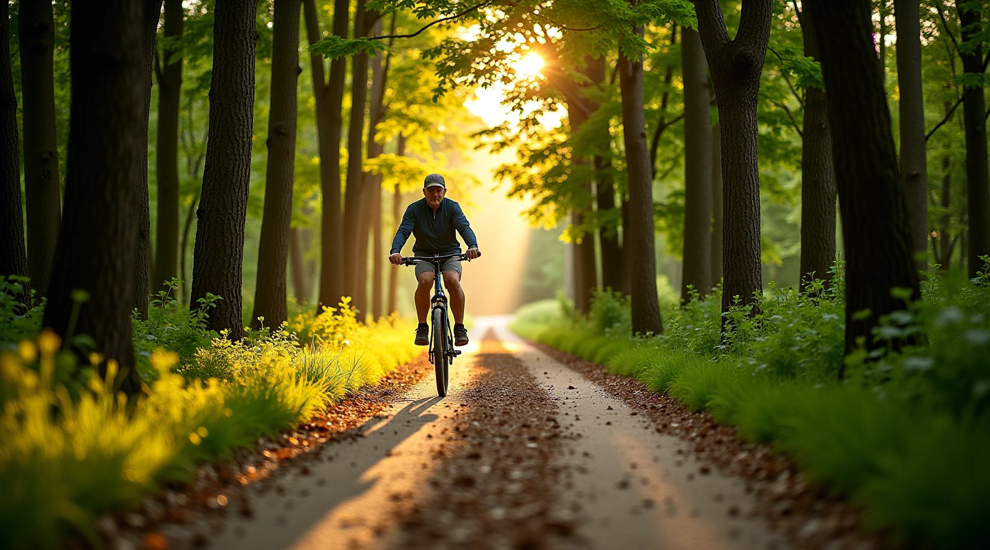 Skaista meža veloceliņu taka senioru grupai, vasaras saule caur kokiem, brīnumaina daba